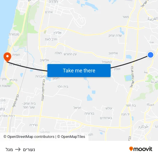 מגל to נעורים map