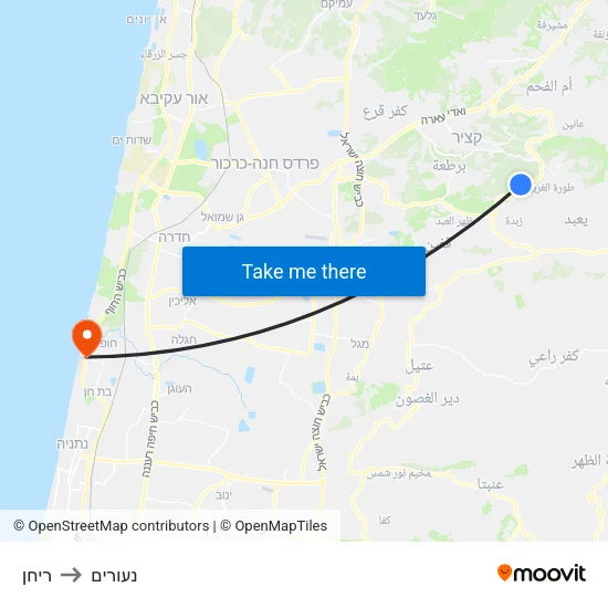 ריחן to נעורים map
