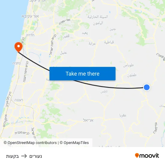 בקעות to נעורים map