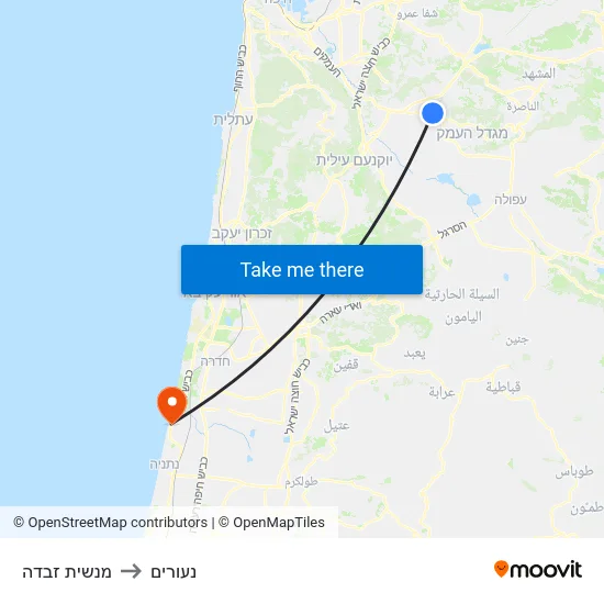מנשית זבדה to נעורים map