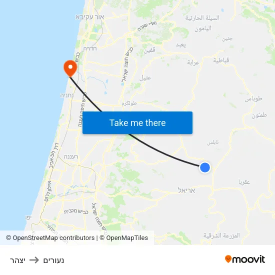יצהר to נעורים map