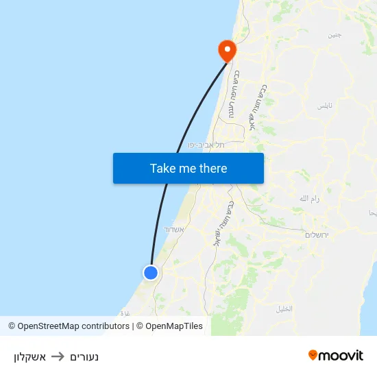 אשקלון to נעורים map