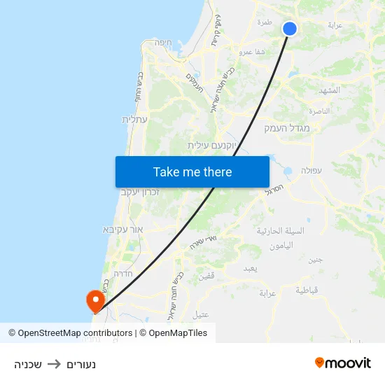 שכניה to נעורים map