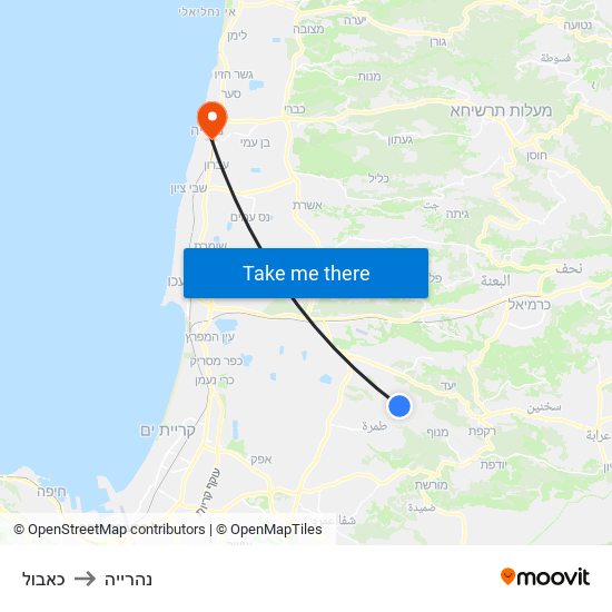 כאבול to נהרייה map