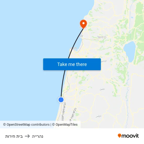 בית חירות to נהרייה map