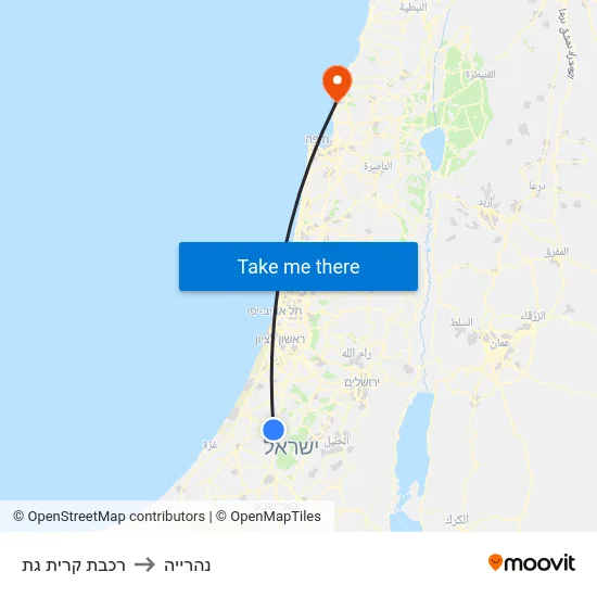 רכבת קרית גת to נהרייה map