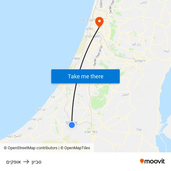 אופקים to סביון map