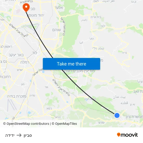 ידידה to סביון map