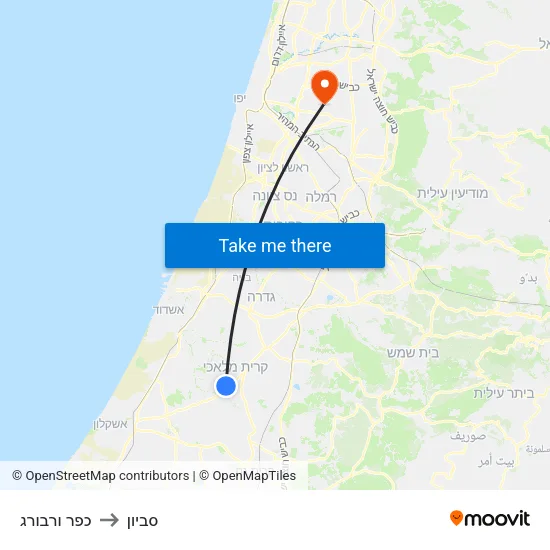 כפר ורבורג to סביון map