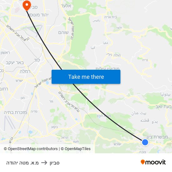 מ.א. מטה יהודה to סביון map