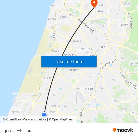 ביצרון to סביון map