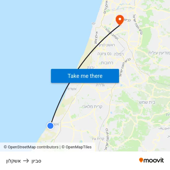אשקלון to סביון map
