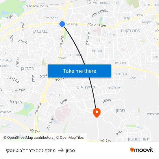 מחלף גהה/דרך ז'בוטינסקי to סביון map