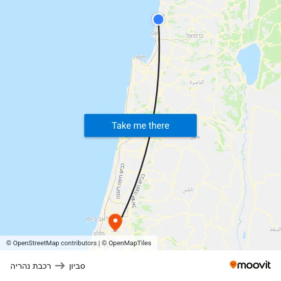רכבת נהריה to סביון map