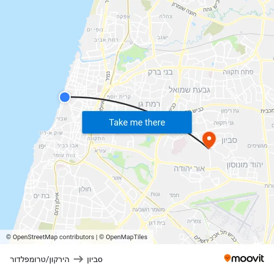 הירקון/טרומפלדור to סביון map