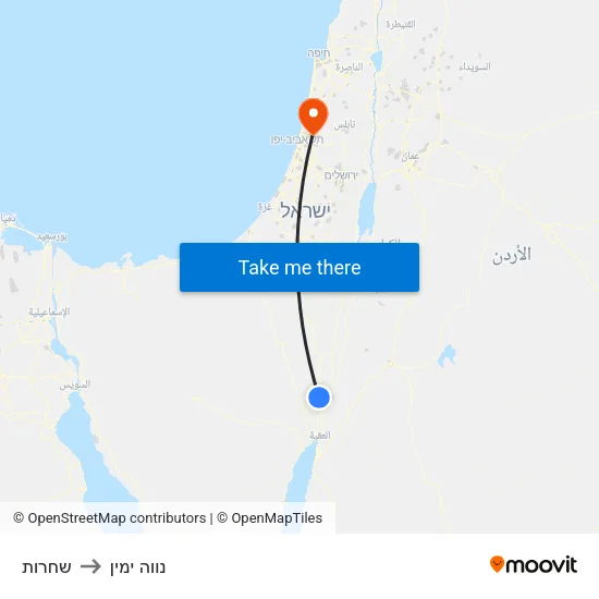 שחרות to נווה ימין map