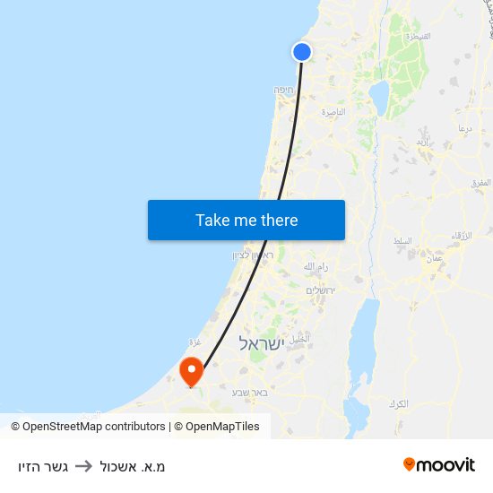 גשר הזיו to מ.א. אשכול map