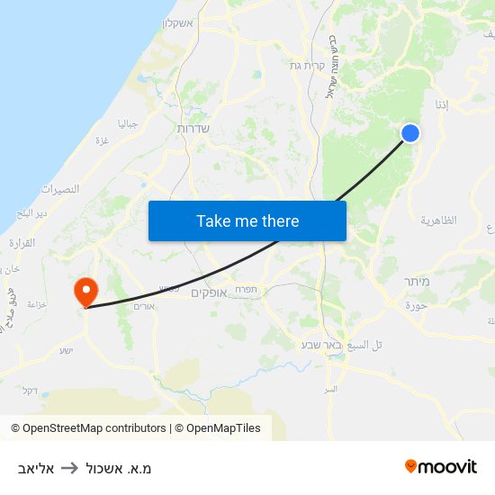 אליאב to מ.א. אשכול map