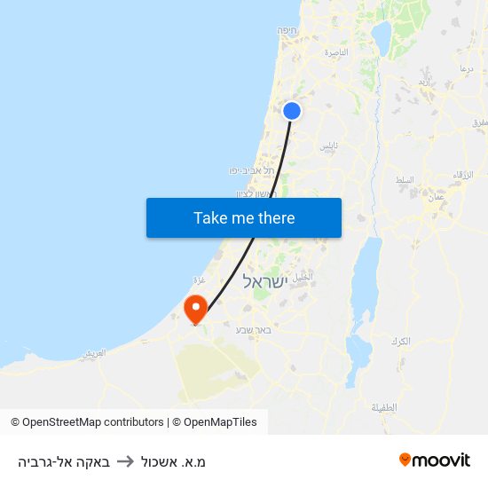 באקה אל-גרביה to מ.א. אשכול map