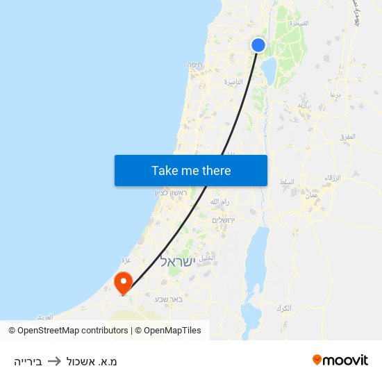 בירייה to מ.א. אשכול map