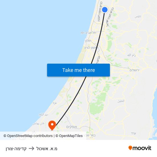 קדימה-צורן to מ.א. אשכול map