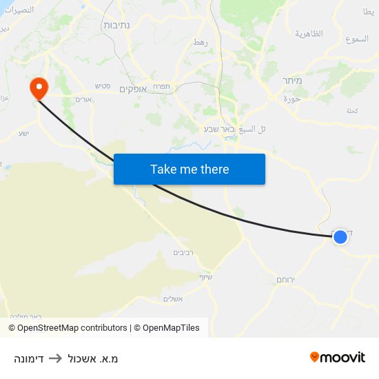 דימונה to מ.א. אשכול map
