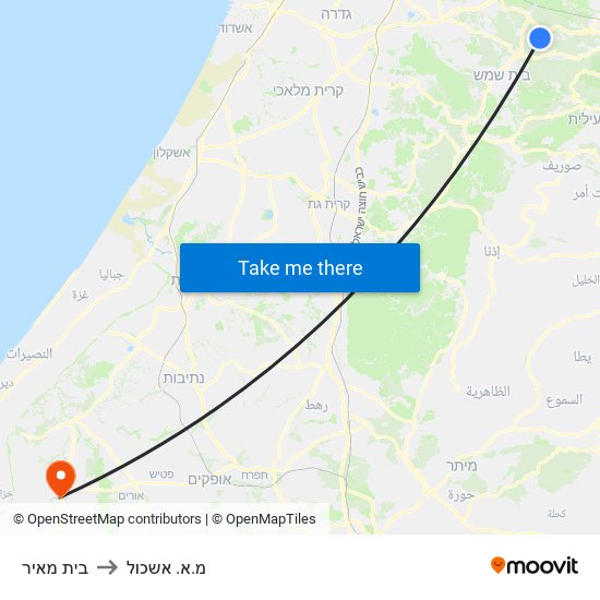 בית מאיר to מ.א. אשכול map