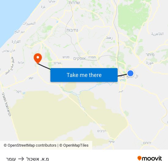 עומר to מ.א. אשכול map