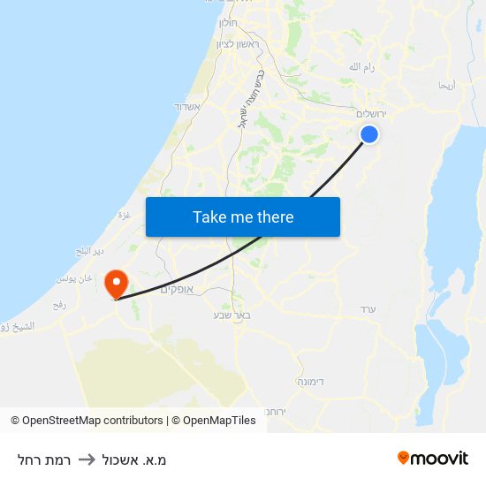 רמת רחל to מ.א. אשכול map