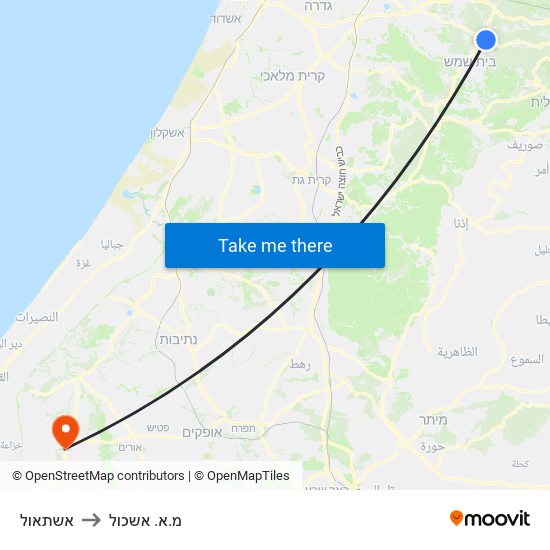 אשתאול to מ.א. אשכול map