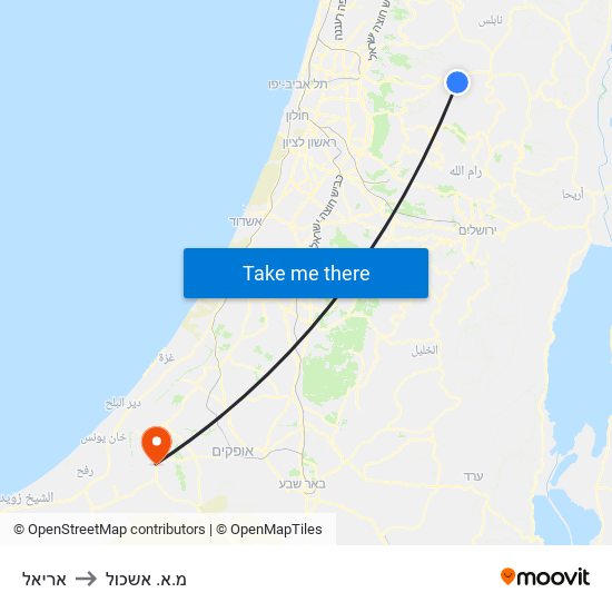 אריאל to מ.א. אשכול map