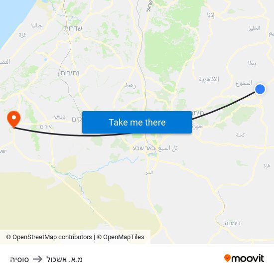 סוסיה to מ.א. אשכול map