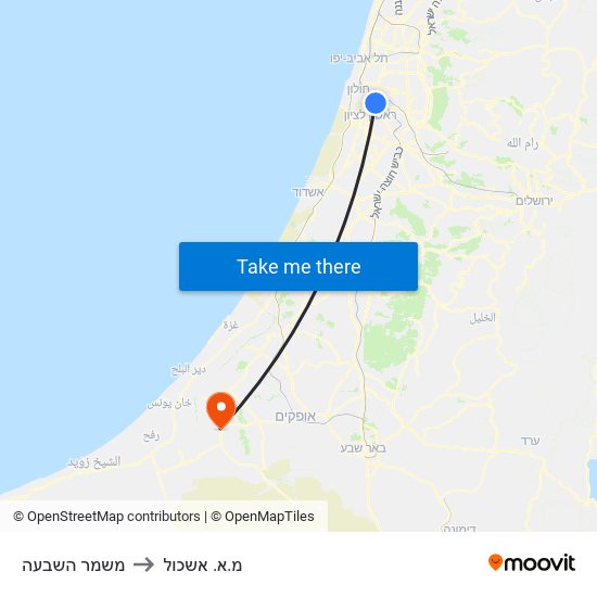 משמר השבעה to מ.א. אשכול map