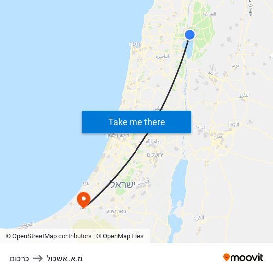 כרכום to מ.א. אשכול map