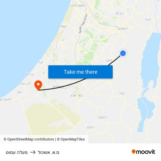 מעלה עמוס to מ.א. אשכול map