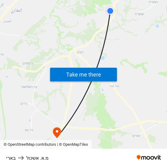 בארי to מ.א. אשכול map