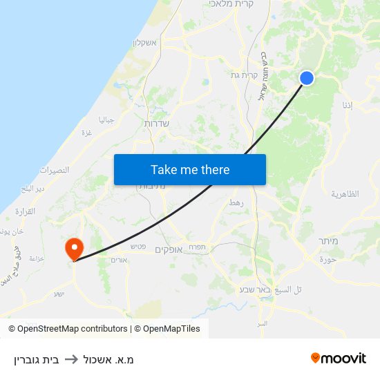 בית גוברין to מ.א. אשכול map