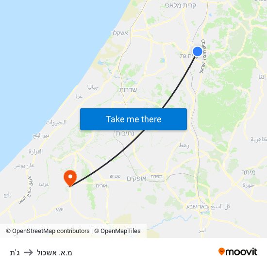 ג'ת to מ.א. אשכול map