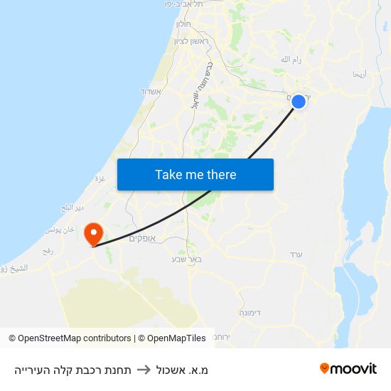 תחנת רכבת קלה העירייה to מ.א. אשכול map