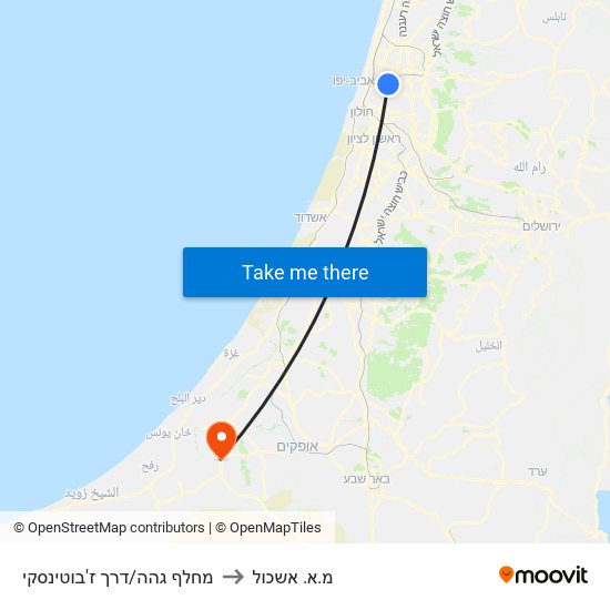 מחלף גהה/דרך ז'בוטינסקי to מ.א. אשכול map