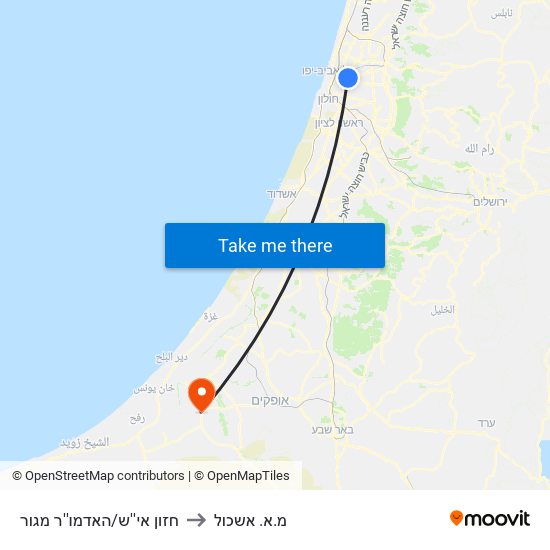 חזון אי''ש/האדמו''ר מגור to מ.א. אשכול map