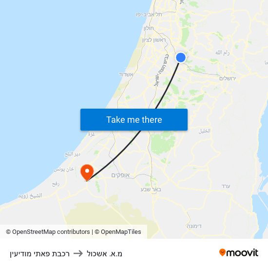 רכבת פאתי מודיעין to מ.א. אשכול map