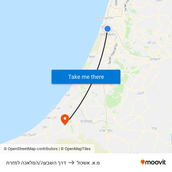 דרך השבעה/המלאכה למזרח to מ.א. אשכול map