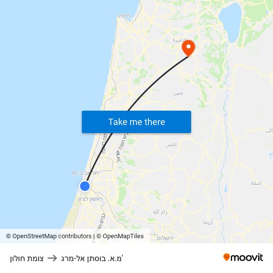 צומת חולון to מ.א. בוסתן אל-מרג' map