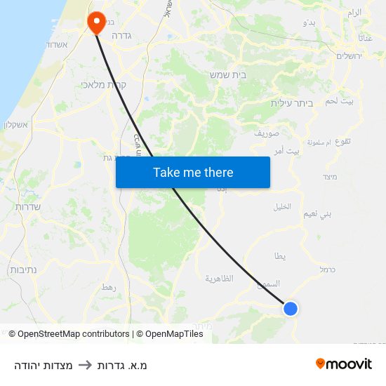 מצדות יהודה to מ.א. גדרות map