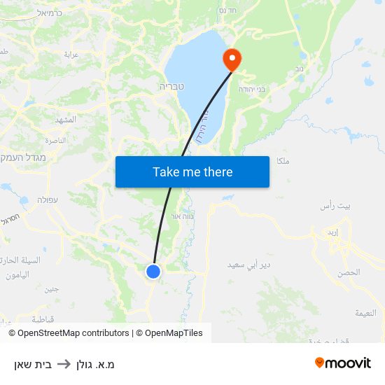 בית שאן to מ.א. גולן map