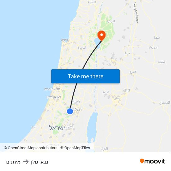 איתנים to מ.א. גולן map