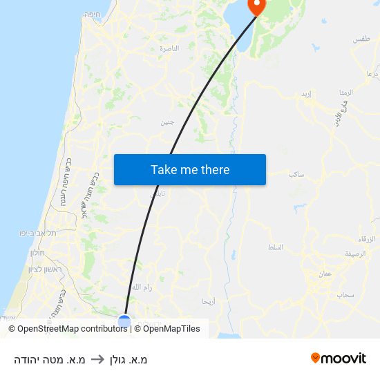 מ.א. מטה יהודה to מ.א. גולן map