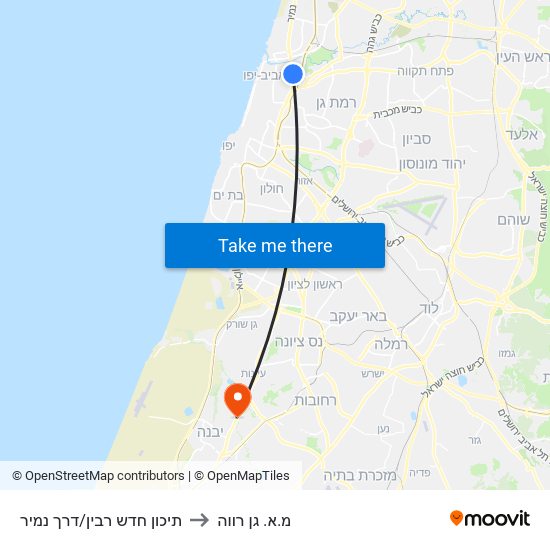 תיכון חדש רבין/דרך נמיר to מ.א. גן רווה map