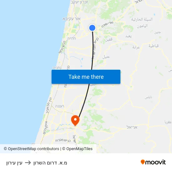 עין עירון to מ.א. דרום השרון map